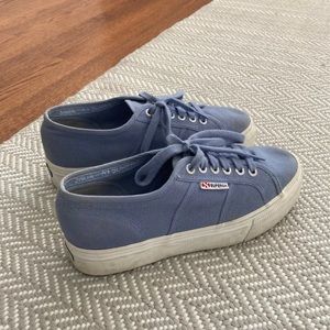 Superga blue platform shoes